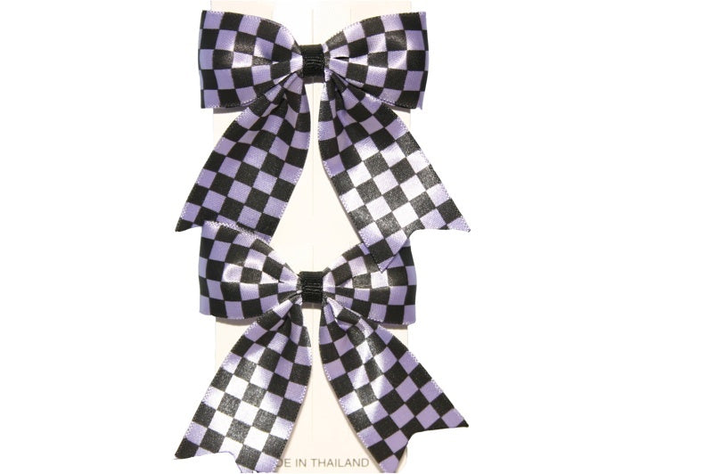 Checked Bow Hair Clips (Various Colours)