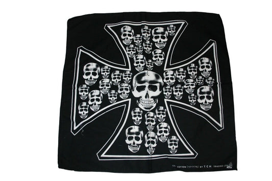 Square Black Skull Cross Bandana